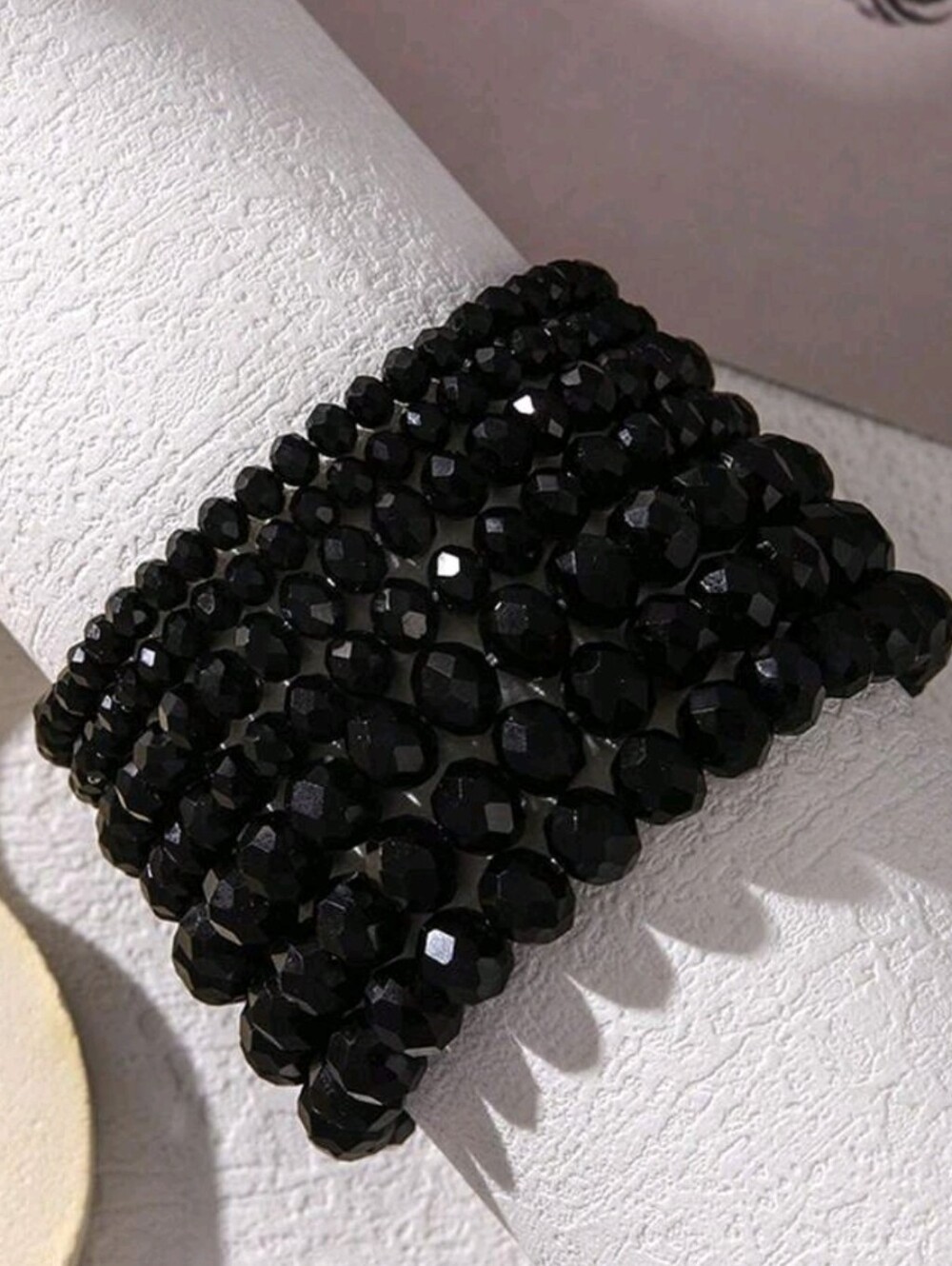 Black Beaded Stretch Bracelet Set - Women Jewelry